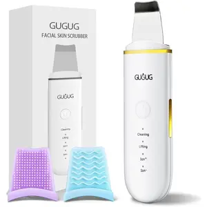 GUGUG Skin Scrubbing Facial Spatula Skin Scraper Pore Cleaner Blackhead Remover Tool Suitable for Deep Facial Cleansing - 4 Modes - White highfrequencywand blackhead removal vacuum