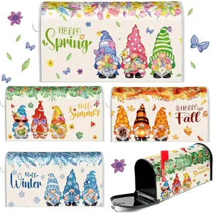 4 count Mailbox Covers  Standard Size 18 x 21 Inch Hello Spring Summer Autumn Winter  Mailbox Covers Wraps for Holiday Christmas Garden Yard