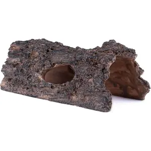 Natural Reptile Hide Basking Platform, Hideout Decor for Aquarium, Fish Tank, Bearded Dragon, Gecko, Shrimp, Betta (Faux Wood Tree Cave, Small)