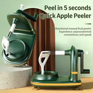 All-Purpose 5-Second Manual Apple Peeler - Multifunctional Design, Suction Cup Base, Stainless Steel Blades - Automatically Peels, Cores & Slices Apples, Pears & Potatoes, Saves Time & Effort for Baking, Canning, Meal Prep & Everyday Kitchen Use