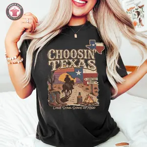 Choosin' Texas Shirt, Vintage Western Graphic Tee, Retro Cowboy T-shirt, Western Boho Style Top, Streetwear Unisex, Gift for Women & Men