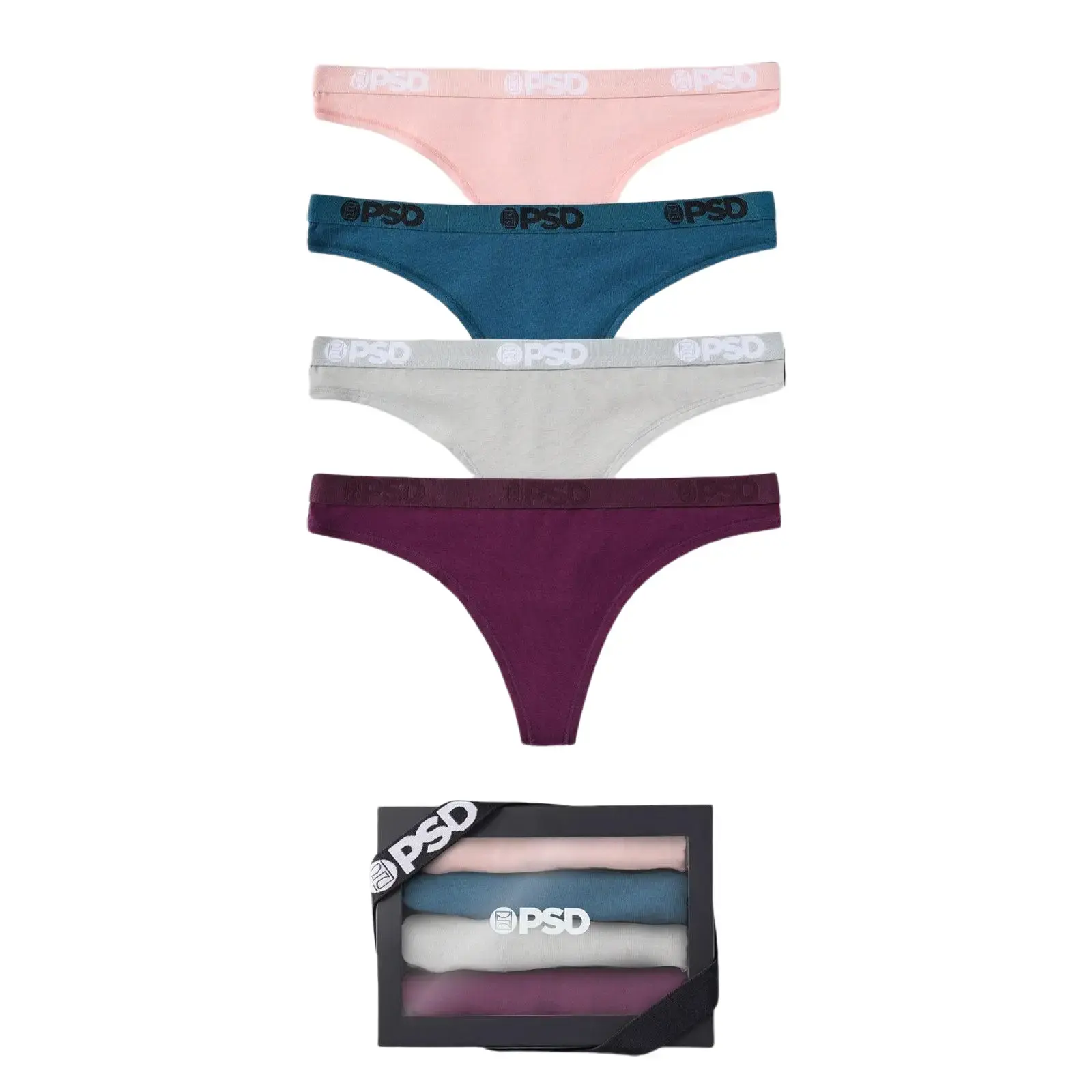 PSD Womens Love Bloom Thong 4 Pack Boxed Gift Set - Comfortable, Breathable, Premium Modal Fabric