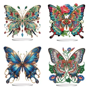 Colorful Butterfles Diamond Art Kits for Home Office DIY Acrylic Desktop Decor -1194085