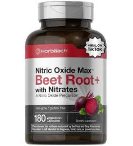 Horbäach Nitric Oxide Beet Root Capsules| 180 Count| with Nitrates and Precursor| for Men and Women| Vegetarian, Non-GMO, Gluten Free Supplement