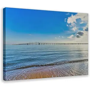Chesapeake Bay Photographed from Sandy Point Beach Poster Wall Art Print Aesthetics Canvas Painting Kitchen Living Rooms Bedroom Bathrooms Wall Decors 36x24inch(90x60cm) Frame-style