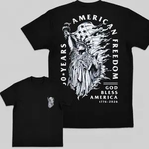 America 250th Anniversary Shirt Statue Of Liberty US Flag Tee Patriotic American Freedom Graphic T-Shirt God Bless America Gift