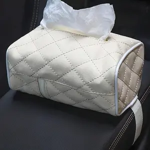 Tissue Holder For Car Sun Visor, PU Leather Hanging Tissue Paper Box, Storage Box For Car