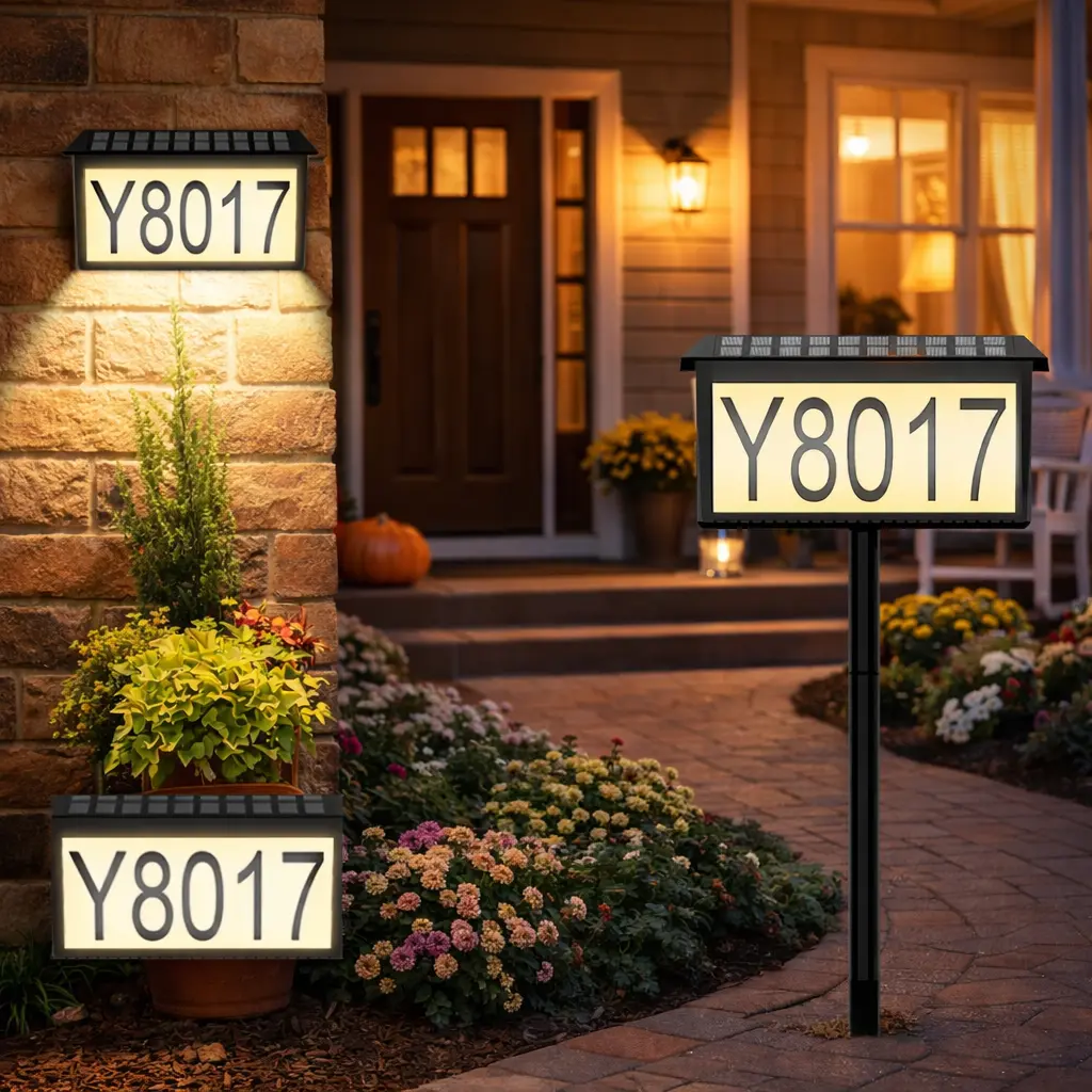 Avatar Controls Solar Address Sign, Solar-Powered House Numbers for Outside with 22 Warm White LEDs, Waterproof Lighted Address Plaque with Stickers for House, Yard, Garden Decor, and Home Decor