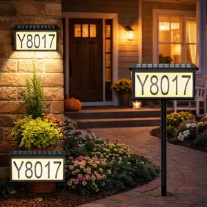 Avatar Controls Solar House Numbers for Outside , Solar Powered Address Sign with 22 LEDs Warm White Waterproof Address Sign Plaque Number with Stickers  for House, Yard, Garden Decor