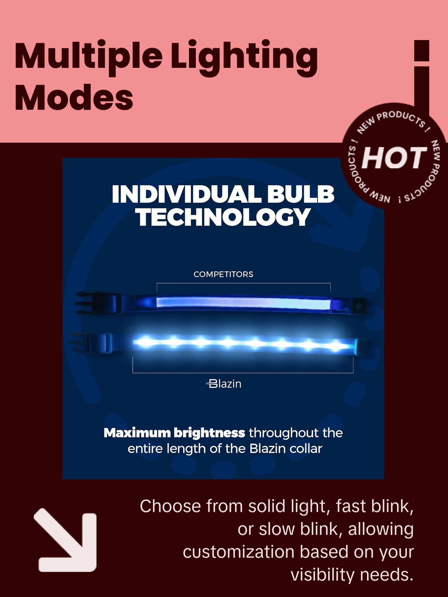 BLAZIN Brightest Light up Dog Collars - the Original LED Dog Collar with 1,000 Feet of Visibility - USB Rechargeable Waterproof Dog Collar Light - Dog Lights for Night Walking - USA Brand Blazin BLAZIN Brightest Light up Dog Collars - the Original LED Dog Collar with 1,000 Feet of Visibility - USB Rechargeable Waterproof Dog Collar Light - Dog Lights for Night Walking - USA Brand Blazin