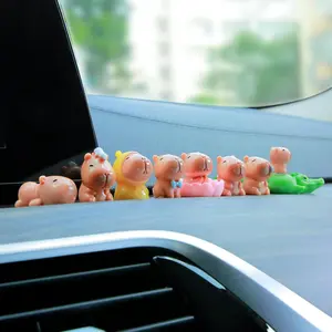 Mini Capybara Car Dashboard Ornament Set Cute Animal Figurines Home Office Decor Gift for Friends Family Birthday Christmas 9pcs Accessories Strawberry Crochet Car Mirror Hanger
