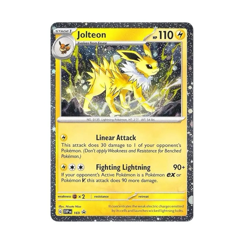 Jolteon Cosmo Holo SVP 169 Promo - Stage 1 Lightning Pokemon with Linear Attack and Fighting Lightning