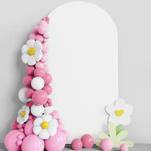 7.2FT Wedding Arch Cover White Fitted Spandex Cover 2-Sided Round Top Chiara Backdrop Stand Covers for Party Ceremony Birthday Banquet Decoration