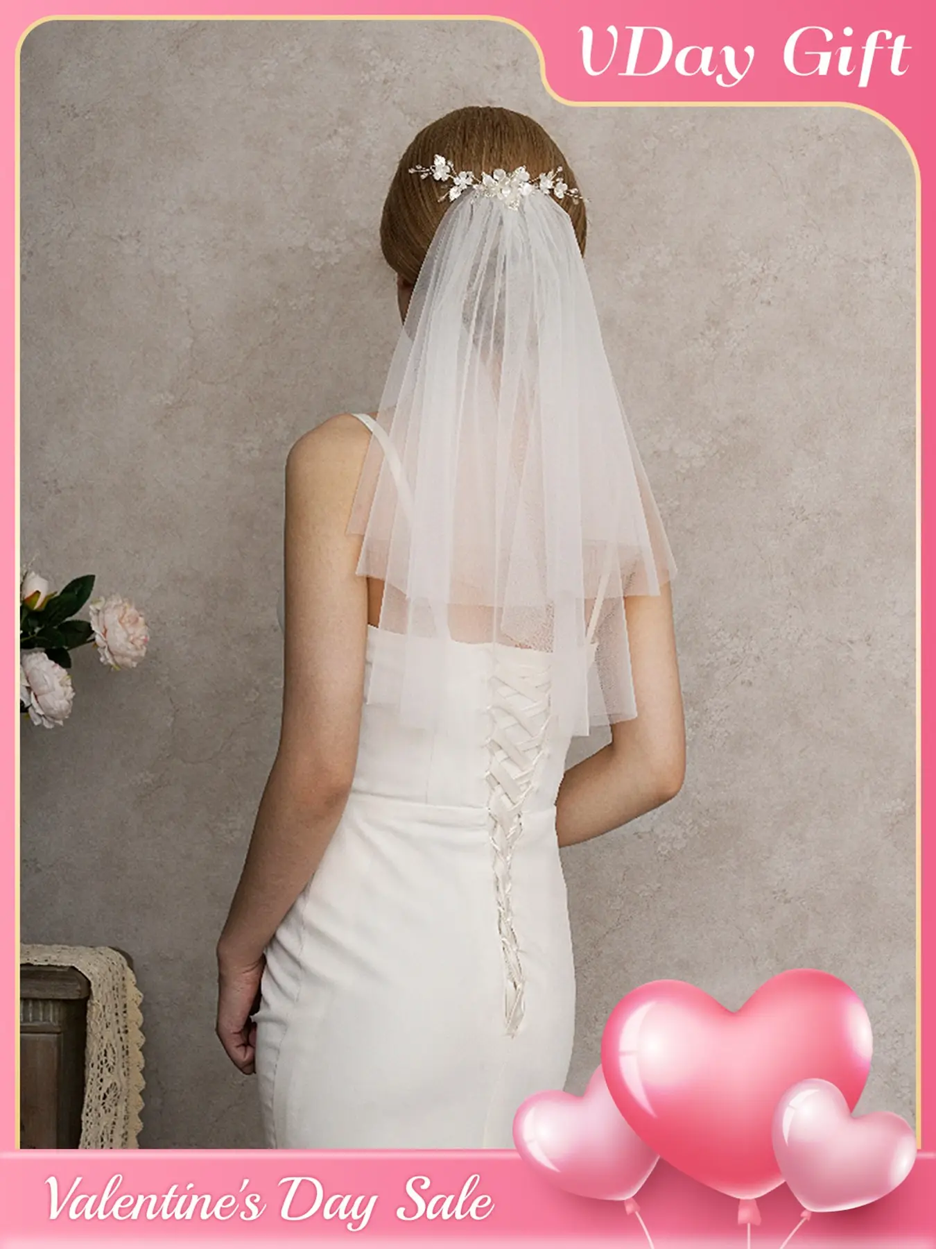 Mother's Day Gift Short Double Layer Bridal Veil with Comb Hairpiece Romantic Wedding Accessories Perfect Valentine Gift