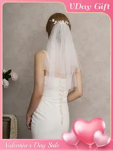 Short Double Layer Bridal Veil with Comb Hairpiece Romantic Wedding Accessories Perfect Valentine Gift