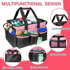 Large Capacity Cleaning Tool Storage Bag with Foldable Compartments and Shoulder Strap, Portable Multi-Functional Gardening Household Cleaner, Multifunctional Storage Bag