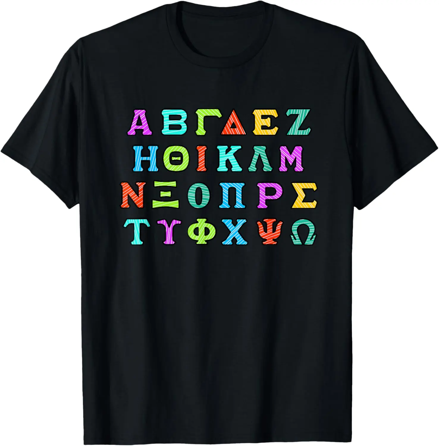 Women's 100% Cotton Short-Sleeve Round Neck Casual Top - Greek Alphabet Design, Lightweight Breathable Fabric Tshirt for Proud Greece Lovers