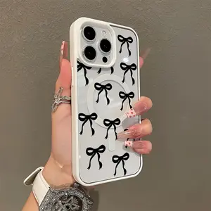 Minimal Black Bow Magsafe Iphone Case Compatible With For Iphone17 Pro Max, 16, 15, 14, 13,12,11. It Makes A Perfect Gift For Birthdays, Holidays