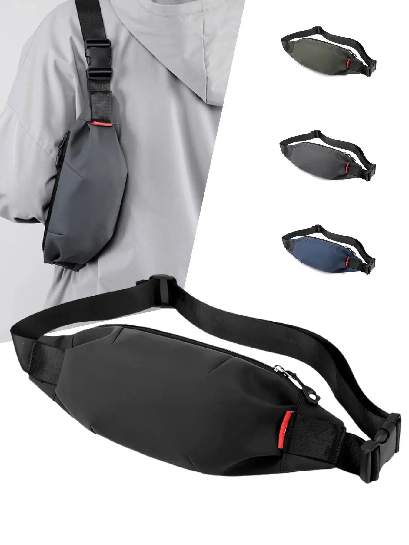 Mini Shoulder Crossbody Bag for Men, Waterproof Nylon Fabric Chest Bag, Belt Bag, Casual Waist Bag, Lightweight Waist Bags, Sporty Style for All Seasons, Versatile and Lightweight Design, Waterproof Fanny Packs