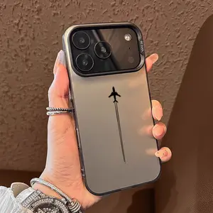 Phone Case - Airplane Trail Pattern Matte Frosted Back Cover Silvery Full-Coverage Phone Case Suitable for Iphone X/11/12/13/14/15/16/17/Air/Pro/Promax/Plus, Offering Anti-Fall, Anti-Scratch And Anti-Shatter Screen Protection Design