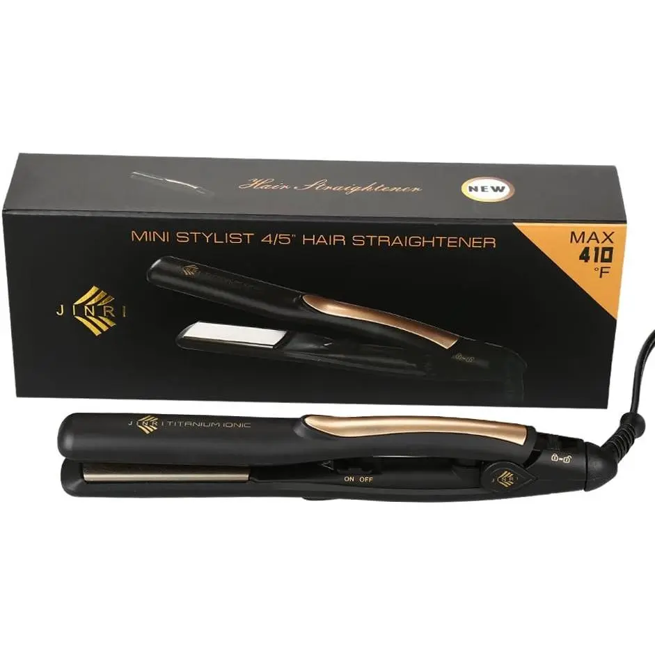 Mini Hair Straightener with 4/5" Titanium Plates, Travel-Size Corded Dual Voltage Flat Iron, Ideal for On-the-Go Use