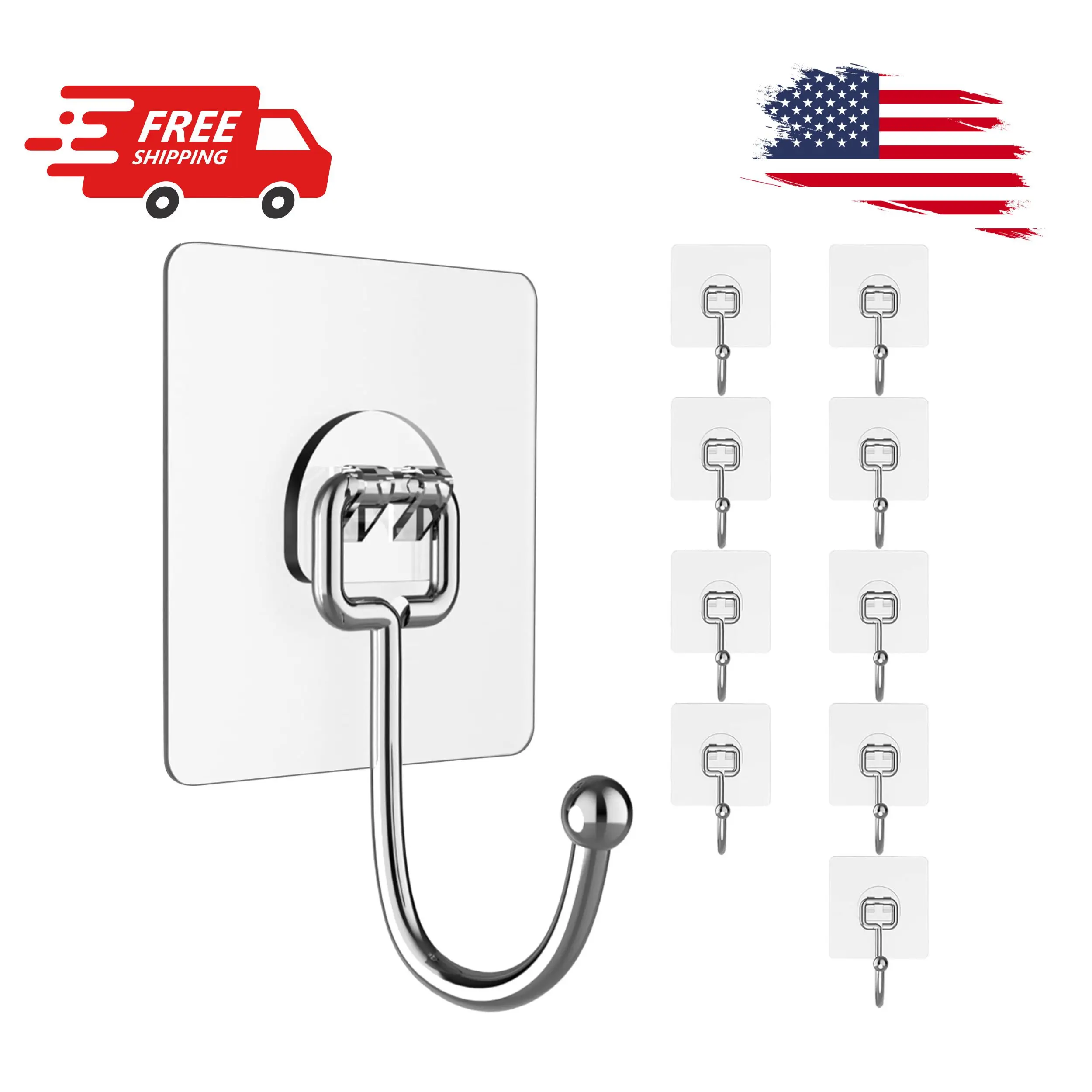 Large Hooks for Hanging Heavy-Duty 44Ib(Max) 10 Packs