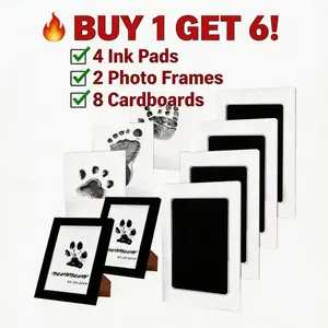 Complete Pet Paw Print Set: 4 Ink Pads & 2 Photo Frames | No-Mess DIY Dog Keepsake