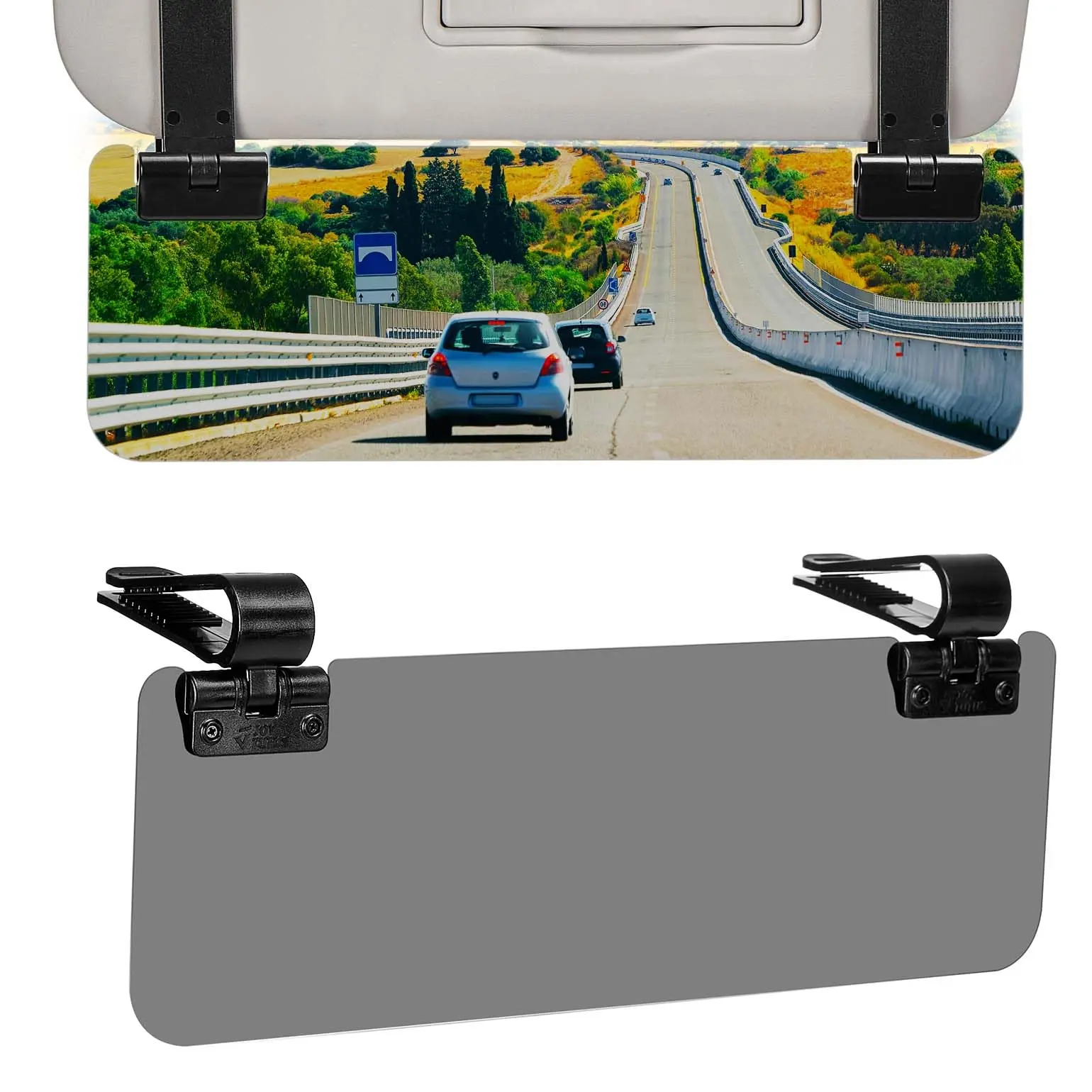 Sun Visor Extender for Cars, Polarized Sun Visor Extender Universal Sun Blocker UV400, Adjustable Visor Extension for Car Visor,Double-Clip,Anti Glare Stray Light