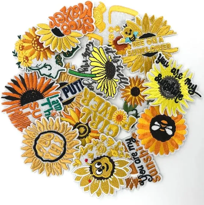 Patches - ️15pcs Sunflower Collection Iron-On Embroidery Patches, Beautifully Embroidered Patches, Personalized Patch Patches for Embellishing Dresses, Backpacks, Hats, Jackets and Other Apparel