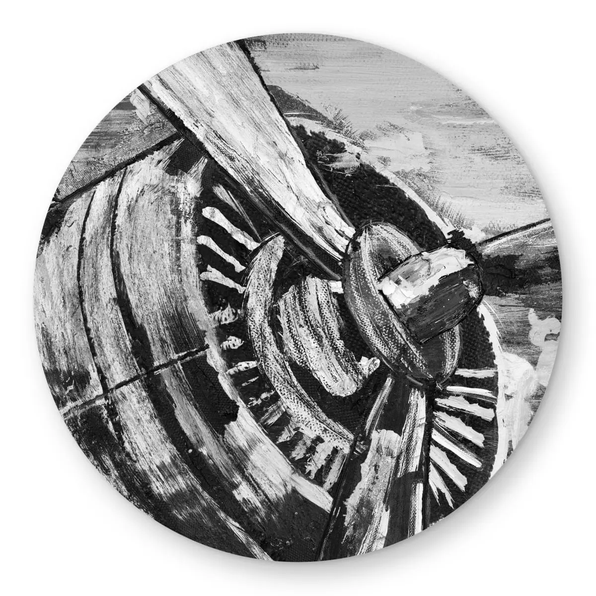 360 stand 5x5 ft Round Outdoor Rug, Vintage Aviation Theme Printed Face, Monochrome Transportation Decor, Airplane Motif, Industrial Look, Patio/Deck/Garden Use, Durable Area Rugs, Home Decor Rugs