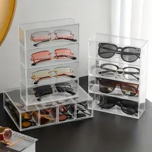 Acrylic Transparent Women's Eyeglasses Storage Box, Stylish Sunglass Organizer Case, Durable Plastic Container for Glasses Protection, Clear Storage Box