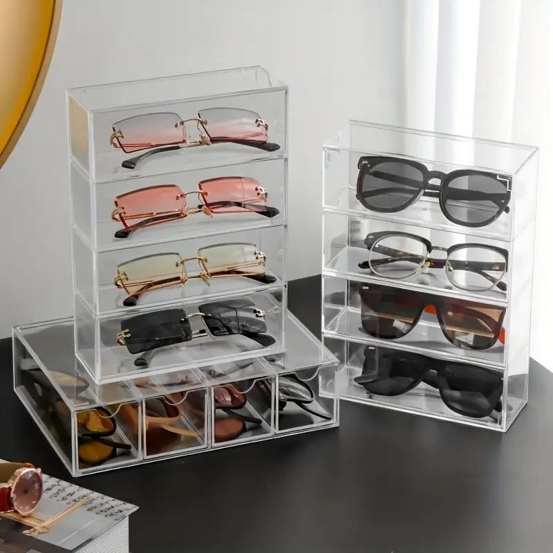 Acrylic Transparent Women's Eyeglasses Storage Box, Stylish Sunglass Organizer Case, Durable Plastic Container for Glasses Protection, Multilayer Storage, Clear Containers, Clear Storage Bins, Accessory Holder