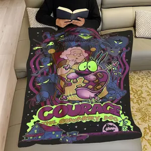 Classic Cartoon Flannel Blanket, Retro Oddball Cartoon Fan Cover, Cozy and Warm, Perfect for Home Decor, Ideal Gift Idea