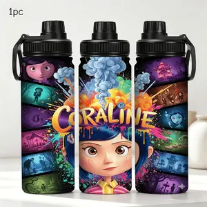1pc 20oz Stainless Steel Insulated Water Bottle, Caroline Dark Fairy Tale Style, High-Value Sports Water Bottle with Handle, Suitable for Outdoor and Indoor Fitness, Personalized Gift for Birthdays/Holidays