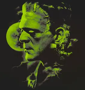 Halftone Frankie Only for Black Fabric Green Neon Effect Design Ready to Press Heat Transfer DTF Transfer Direct to Film