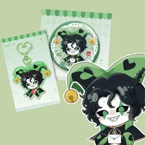 Pierrot Freak Circus Harlequin keychain& pin Creepy Cute Alt Circuscore Collectible | Gothic Kawaii
