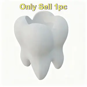 1Pack, 3D Printed Tooth Shaped Toothbrush Holder, Cute Bathroom Organizer for Countertop, Unique Farmhouse Home Decor for Family, Space Saving Storage Shelf for Toothpaste