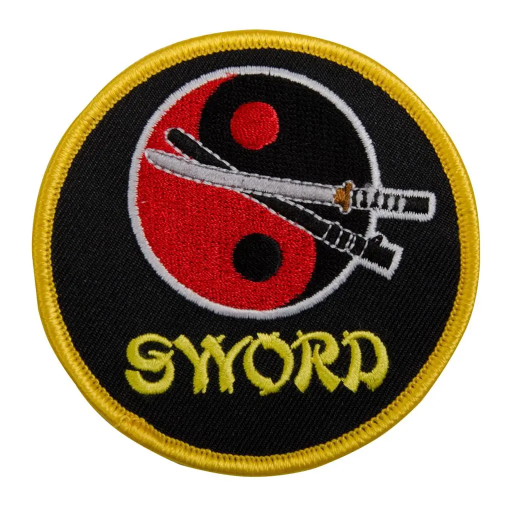 Sewn-In Yin Yang Sword Embroidery Patch, Fabric Sewing & Textile Craft Supply, Embroidery Patches, Patch Embroidered