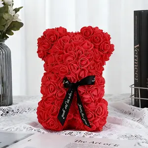 1pc Immortal Rose Bear - Artificial Foam Flowers, Decorative Flowers, Color For Red, Pink, White, Perfect Gift For Valentine's Day, Mother's Day, Anniversary, Wedding, Birthday, Christmas