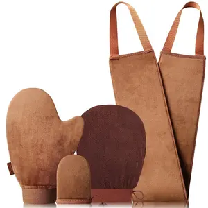 Self Tanner Mitt Applicator - 4 Pack Self Tanning Mitt with Self Tanning Glove for Self Tan Mitt, Back Applicator, Mini Self Tan Glove, Exfoliating Mitt, Tanning Mitts Self Tanner Glove, Brown Accessories