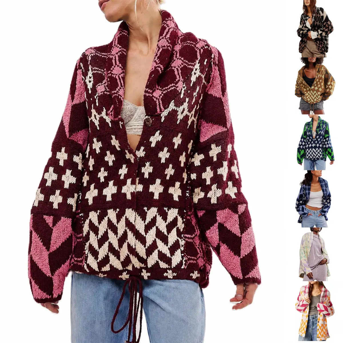 SCUSTY Women's Autumn Sweater Cardigans NEW COLORS ADDED Graphic Button Down Collar Knitwear Long Sleeves Y2K Oversized Print Coat SohoChic