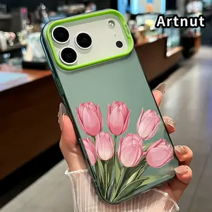 Pink Tulip Grace Pattern Phone Case for iPhone 17 Pro Max 16 Plus 15 14 13 12 11 Air E Shockproof Non Slip Military-Grade Protection slim Cover