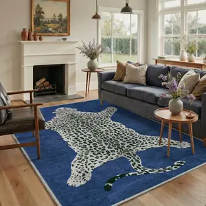 【Deals For You Days】GENIMO Carpet – Soft, Non-Slip, Pet Friendly, Machine Washable Area Rug, Floor Rug Perfect for Living Room, Bedroom, Kitchen, Hallway, Modern Home Decor ,ARN1766-NAVY BLUE