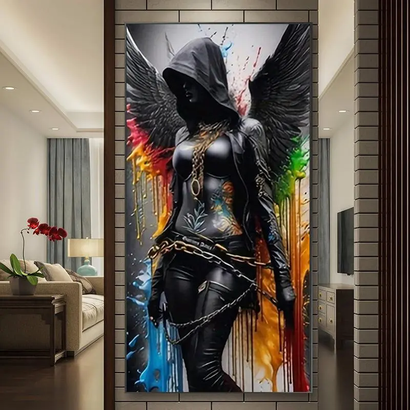 Angel Pattern DIY Diamond Arts Colorful Craft Painting Kit without Frame, DIY 5D Diamond Arts Colorful Painting Kit, Wall Art Decor for Home Living Room Bedroom, Diamond Pattern Design, Diamond Painting Kits