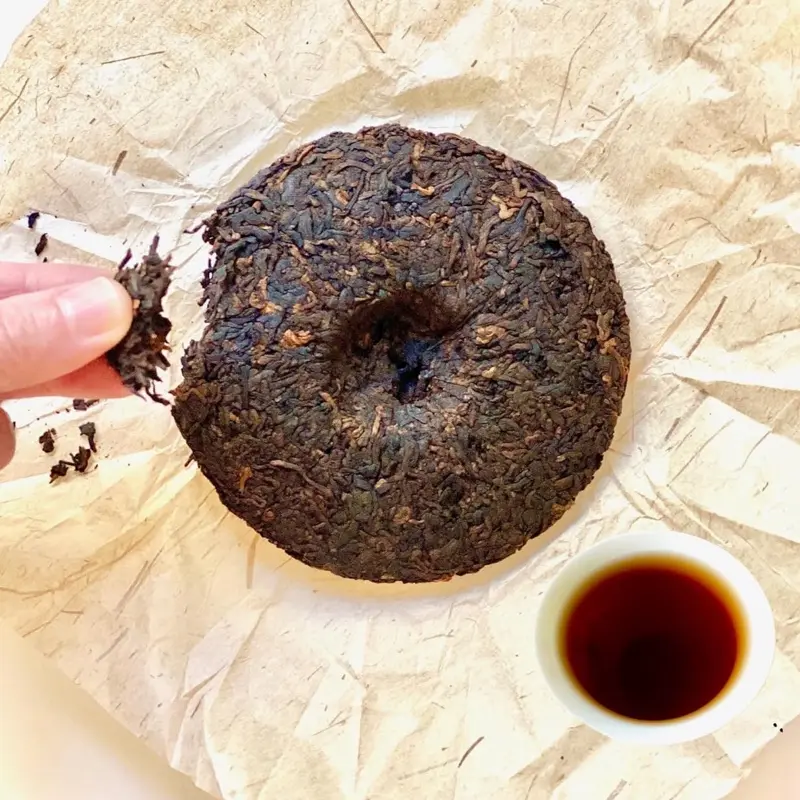 Rich Probotic 7 year Fermented Organic Pu-erh Tea Cake - 100% Pure Loose tea - Gut Health - USDA Certified - Chinese After Meal Tea - Re-steepable up to 3 Times