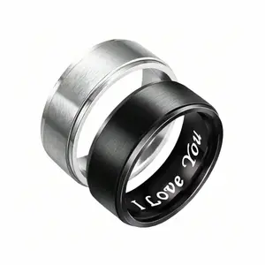 Men's Fashion Tungsten Ring Engraved I Love You Daily Wear, Simple Engagement/Wedding Ring, Birthday/Anniversary Jewelry Gift