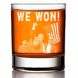 We Won President 2024 Whiskey Glass, Trump Fight Rock Glass 11 oz, Made in the USA