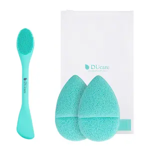 Deep Cleansing Facial Mask Brush with 2 Pcs Cleansing Puffs, Bacteria-Free, Gentle on Skin, Hygienic Deep Cleanse Tool for Daily Use