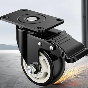 1.5-Inch Casters, Heavy-Duty Caster Wheels with Brakes, Fixed Casters for Furniture and Work Carts, 360 Degrees Rotatable Universal Casters Wheel