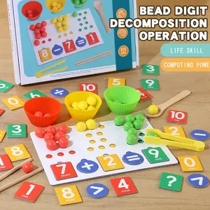 Montessori Math Education Set, Rainbow Number Recognition Counting Beads, Addition Subtraction Multiplication Division, Ideal for Holidays, Math Learning Tools
